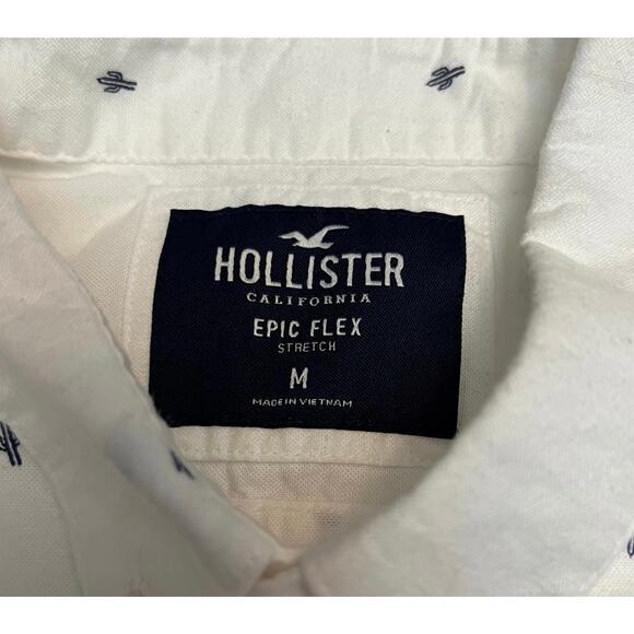 Hollister Button Up Cactus Print White Short Sleeve Shirt - Picture 3 of 5